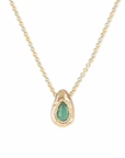 Teardrop Slider Necklace - 18k y Gold + Emerald