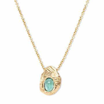 Oval Slider Necklace - 18k Gold + Emerald