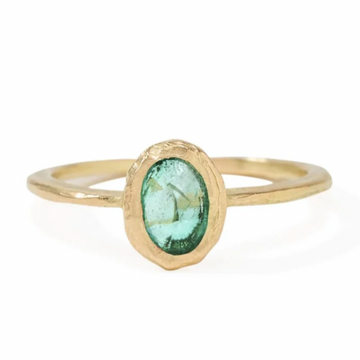 Emerald Oval North/South Ring - 18k Gold + Emerald