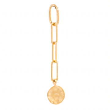 Mini Hammered Disc + Paperclip Link Charm - 18k Gold