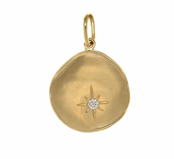 Luna Single Star Coin Charm - 18k Gold + Diamond