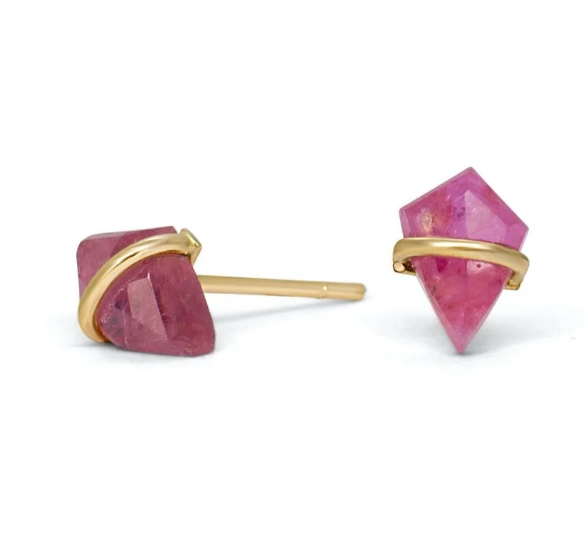 Teeny Kite Stone Studs - 18k Gold