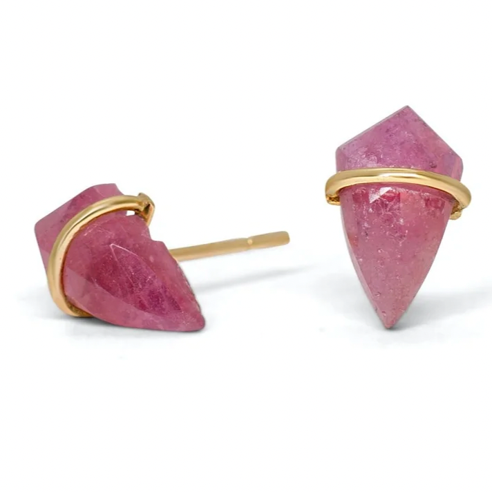 Small Kite Stone Studs - 18k Gold