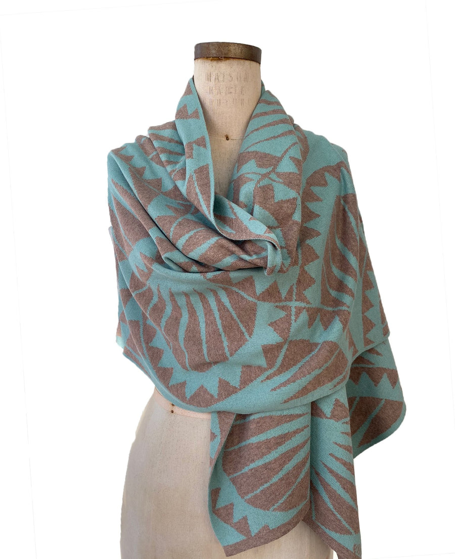 100% Italian Spun Egyptian Cotton Body Cocoon Wrap: Sea Urchin Print in Aqua + Cream