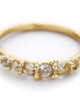 Six Stone Mixed Diamond Ring - 14k Gold + White, Champagne + Grey Diamonds