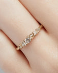 Six Stone Mixed Diamond Ring - 14k Gold + White, Champagne + Grey Diamonds