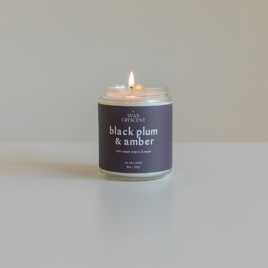 Black Plum + Amber  - 8 oz Hand-Poured Soy Candle