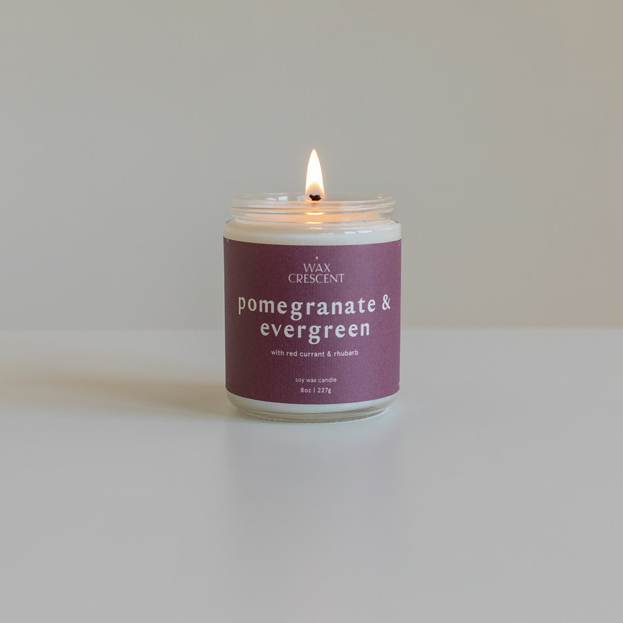 Pomegranate + Evergreen - 8 oz Hand-Poured Soy Candle
