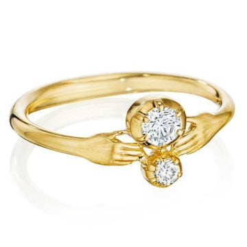 Diamond Tiny Hands Ring - 18K Gold + Diamond
