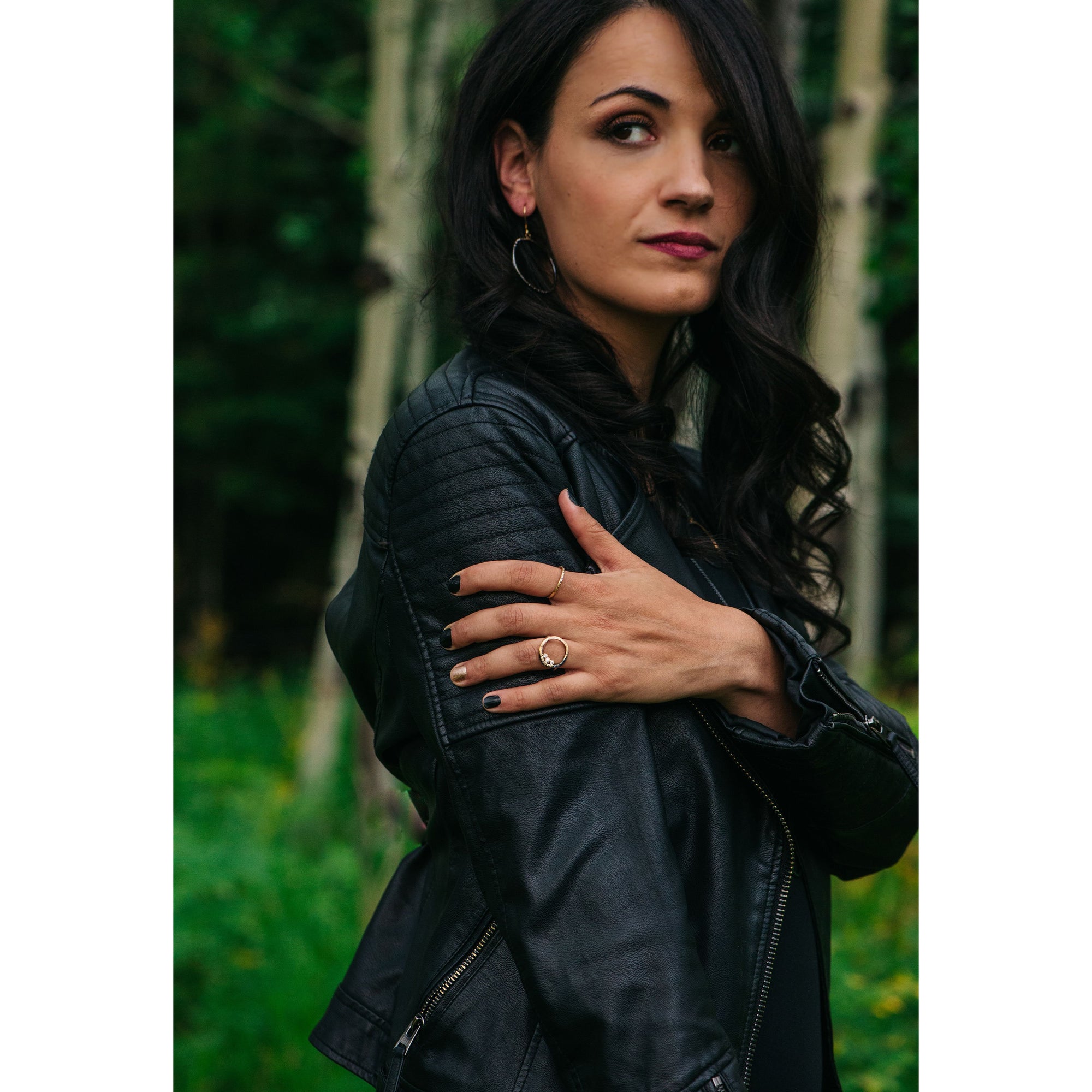 Turning Aspen Ring- 18ky Gold, 14kpw Gold, Oxidized Silver + Reclaimed Diamonds