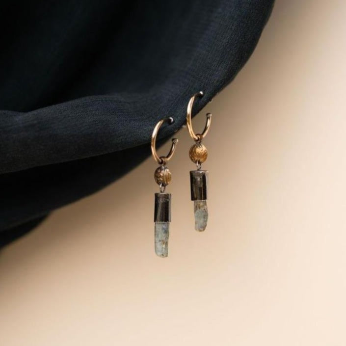 Akh Earrings - 14k Gold, Brass, Sterling Silver + Kyanite