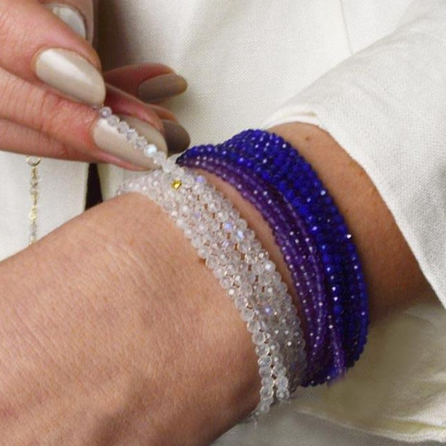 Amethyst Wrap Bracelet-Necklace - 18k Gold + Amethyst