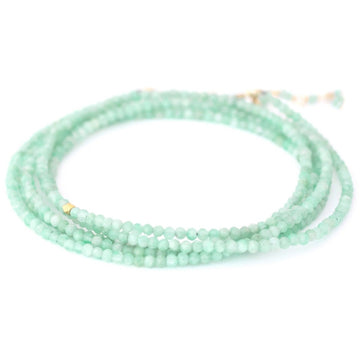 Amazonite Wrap Bracelet-Necklace - 18k Gold + Amazonite