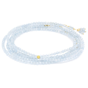 Aquamarine Wrap Bracelet-Necklace - 18k Gold + Aquamarine