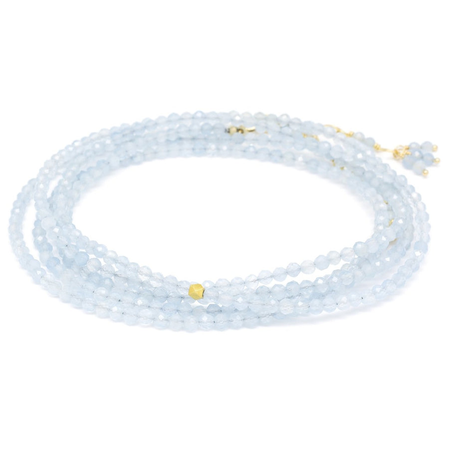 Aquamarine Wrap Bracelet-Necklace - 18k Gold + Aquamarine