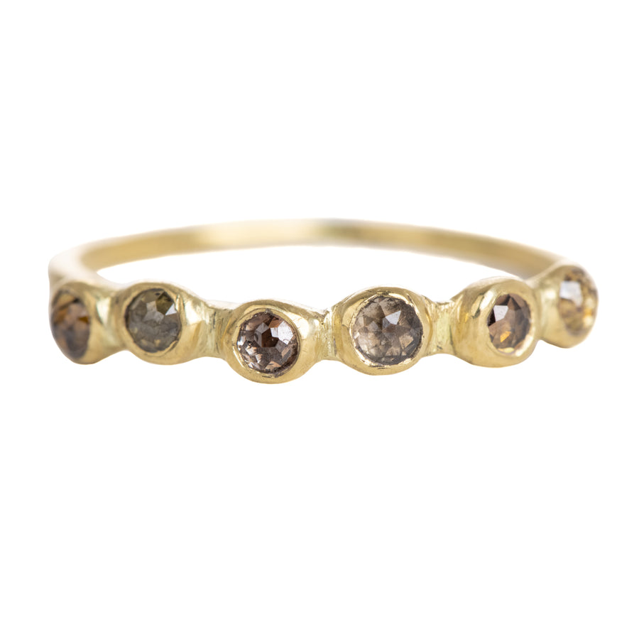 In Bloom Stacking Ring - Champagne Diamond Blooms - 18k Gold + Champagne Diamonds