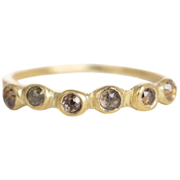 In Bloom Stacking Ring - Champagne Diamond Blooms - 18k Gold + Champagne Diamonds