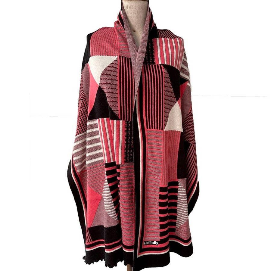100% Italian Spun Egyptian Cotton Body Cocoon Wrap: Bauhaus Print in Coral