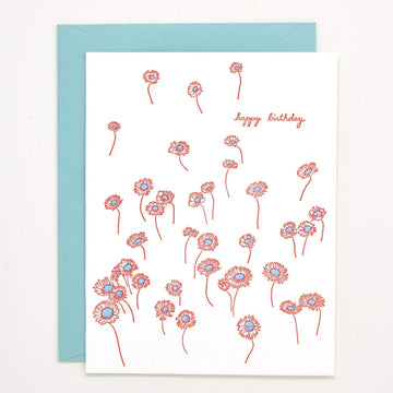 Birthday Floating Flowers Letterpress Card
