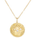 Double Gold Moon Surface Pendant on 14k Gold Chain - 18ky/14ky Gold + Reclaimed VS White Diamonds