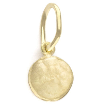 Mini Hammered Disc Charm - 18k Gold