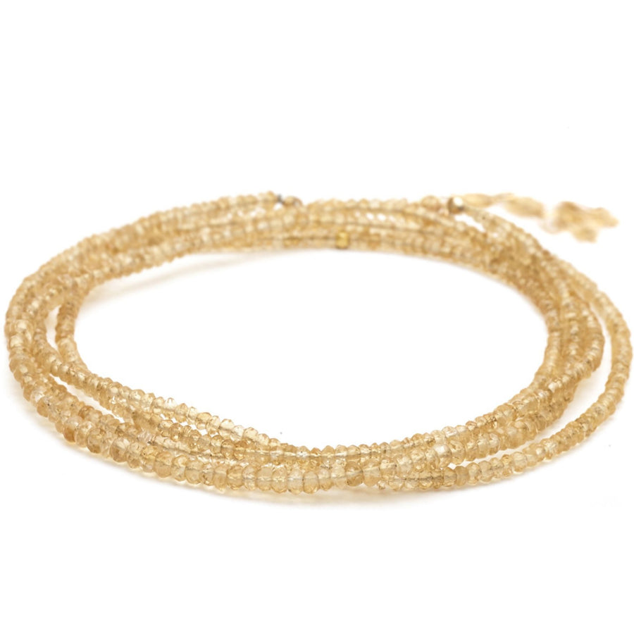 Citrine Wrap Bracelet-Necklace - 18k Gold + Citrine