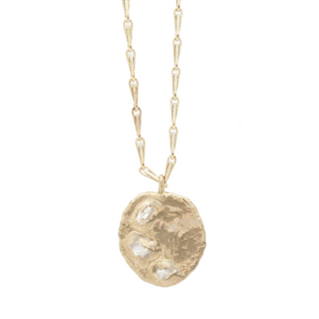 Crescent Pendant - Brass, Rose, Quartz