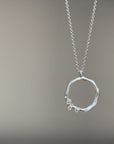 Encrusted Round Branch Necklace - Silver