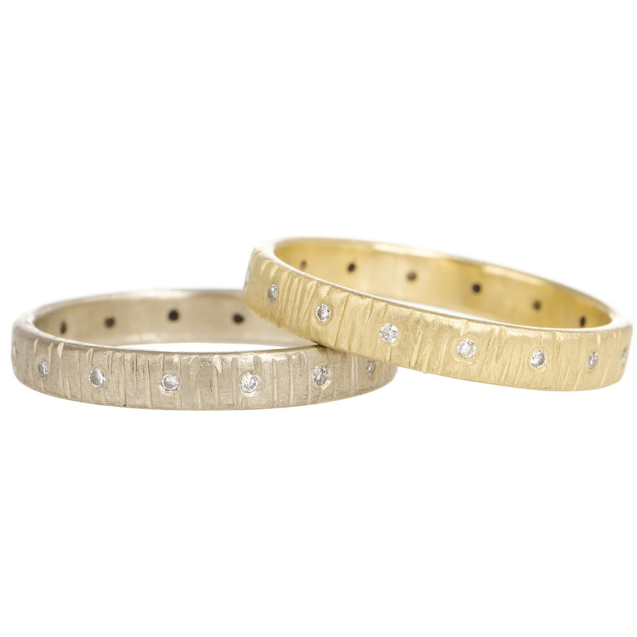 Aspen Wedding Band - 18ky Gold, 18kpw Gold + VS Diamonds