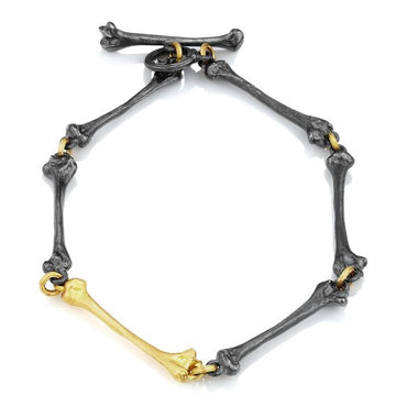 Golden Bone Chain Bracelet - 18k Gold + Silver