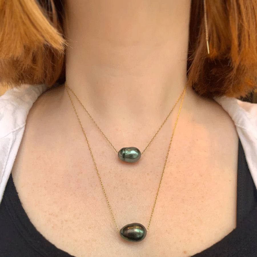 Single Baroque Tahitian Pearl on 14k Necklace