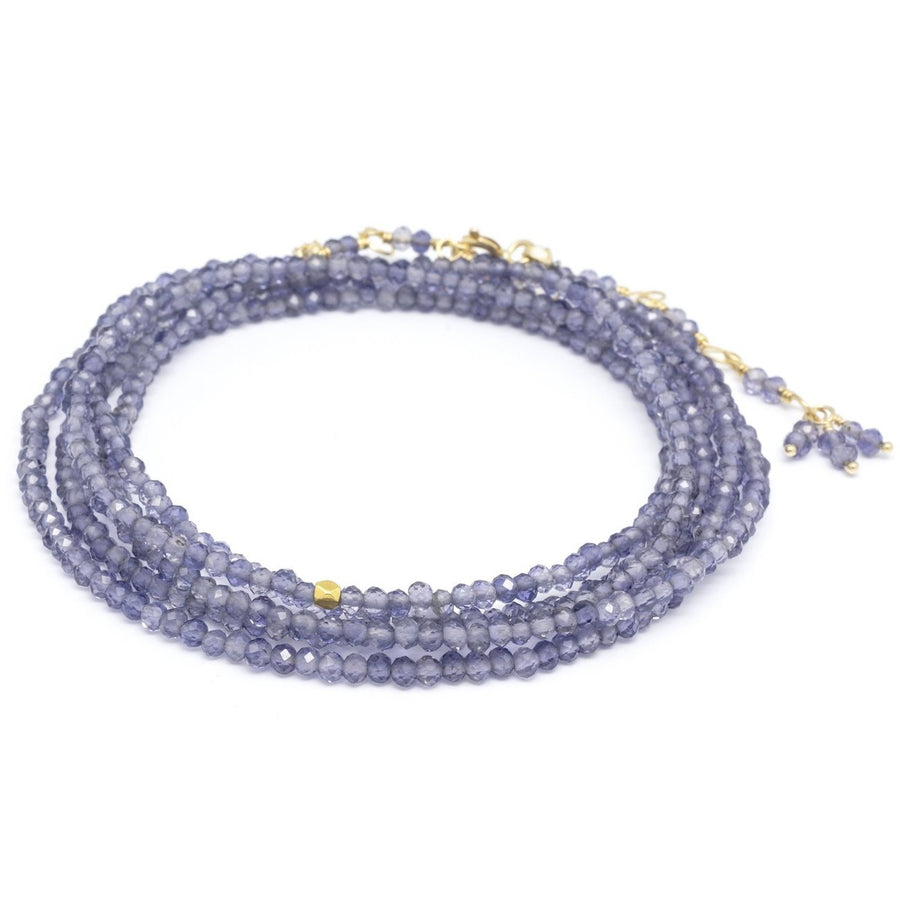Iolite Wrap Bracelet-Necklace - 18k Gold + Iolite