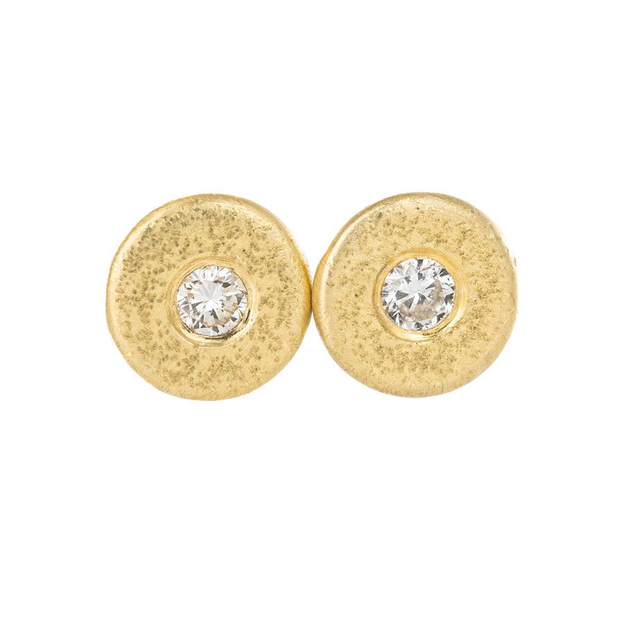 Pebble Stud Earrings - 18k Gold, Oxidized Silver + Reclaimed Diamonds