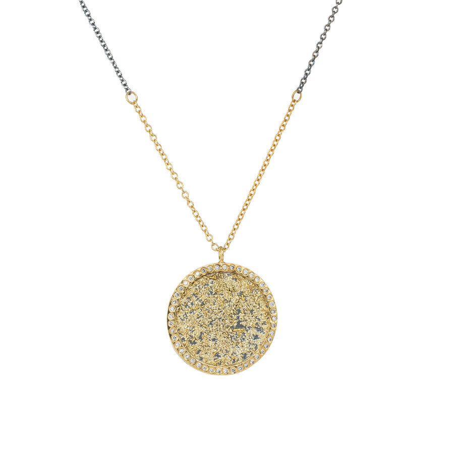 Sol Burst Necklace  - 22k/18k Gold, Oxidized Silver + Reclaimed Diamonds