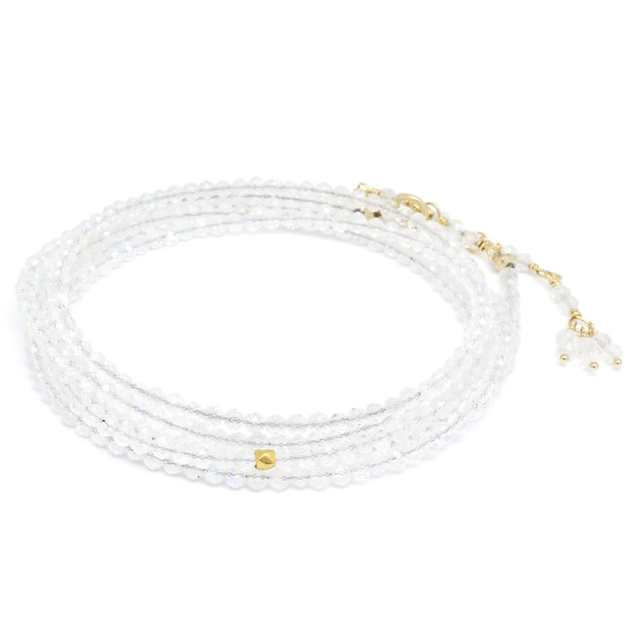 Moonstone Wrap Bracelet-Necklace - 18k Gold + Moonstone