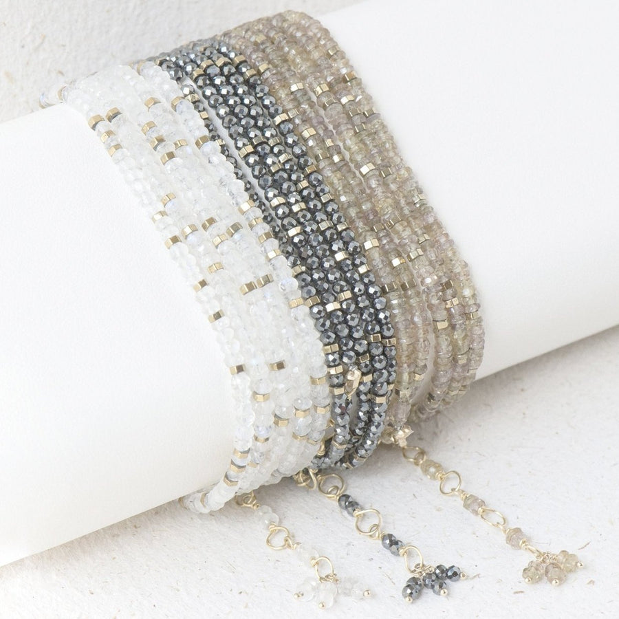 Confetti Moonstone Wrap Bracelet-Necklace - 18k Gold + Moonstone