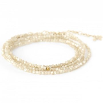 Mother of Pearl Wrap Bracelet-Necklace - 18k Gold + Mother of Pearl