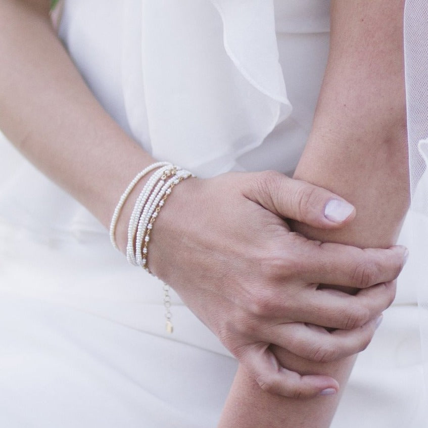 Confetti Pearl Wrap Bracelet-Necklace - 18k Gold + Pearl