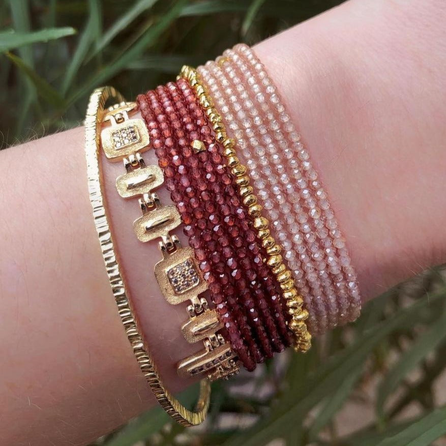 Red Garnet Wrap Bracelet-Necklace - 18k Gold + Red Garnet