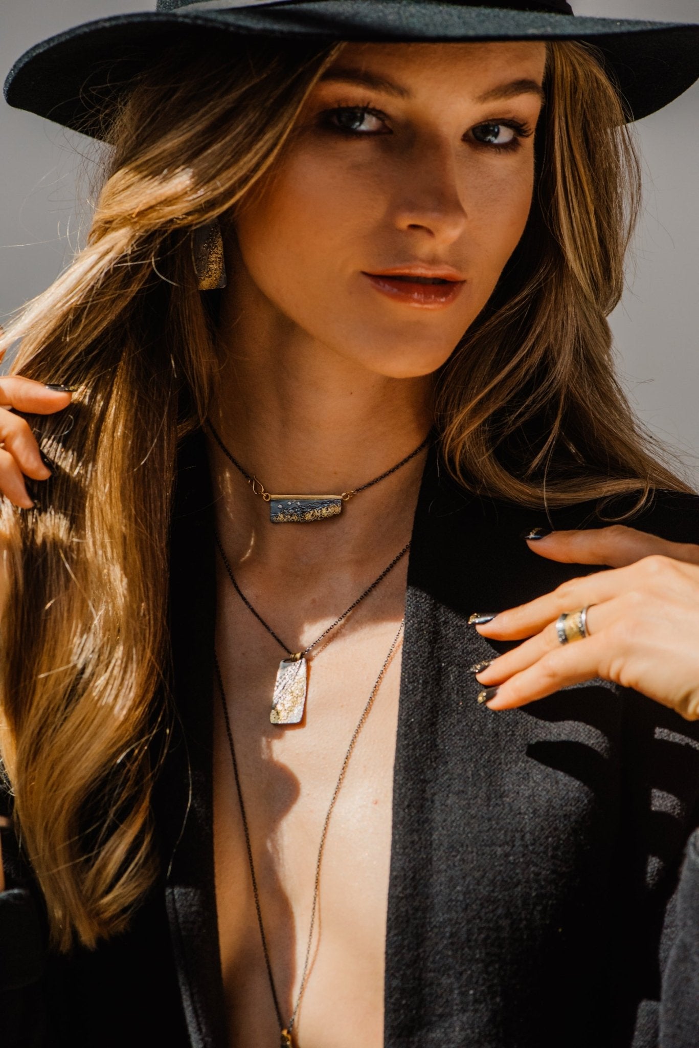 Strata Necklace - 22k/18k Gold, Oxidized Silver + Reclaimed Diamonds - KMJ Kate Maller Jewelry Jewelry - Necklaces