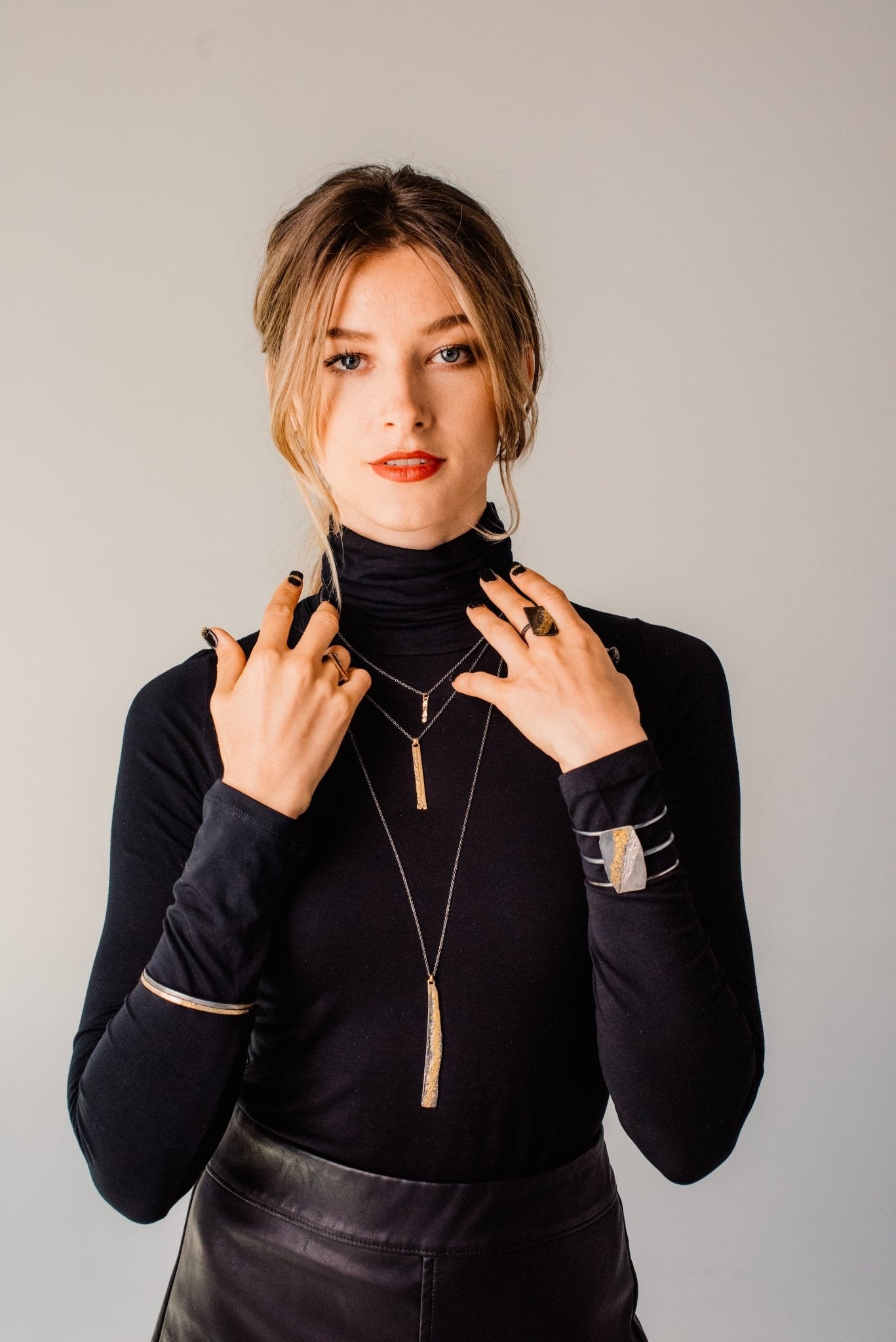 Slice Bangle - 22k Gold + Oxidized Silver - KMJ Kate Maller Jewelry Jewelry - Bracelets