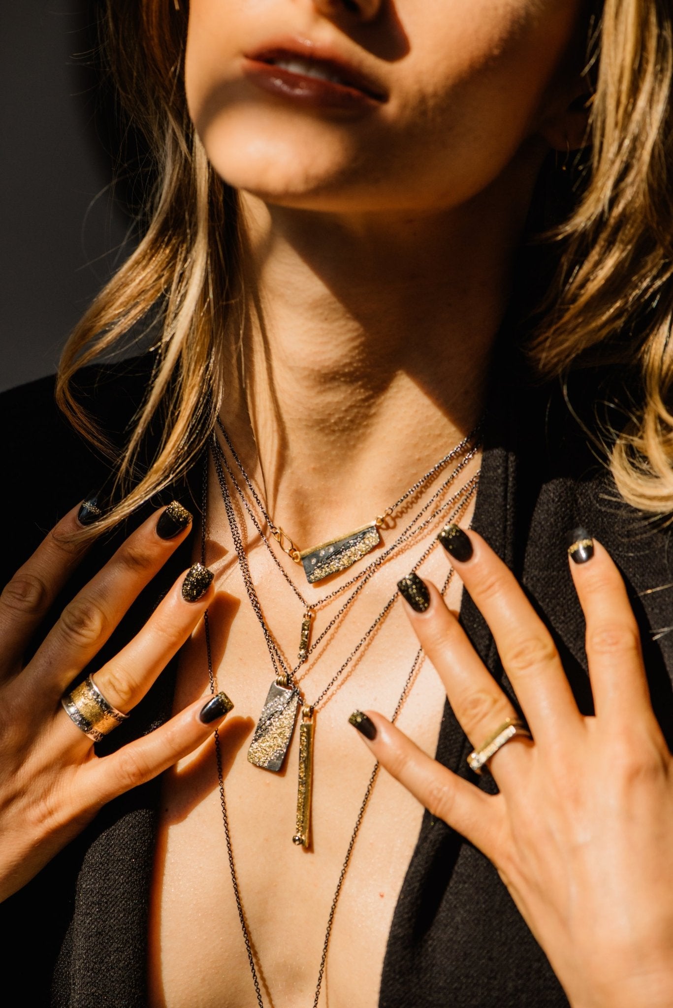 Boulder Diamond Necklace - 22k/18k Gold, Oxidized Silver + Reclaimed Diamonds - KMJ Kate Maller Jewelry Jewelry - Necklaces