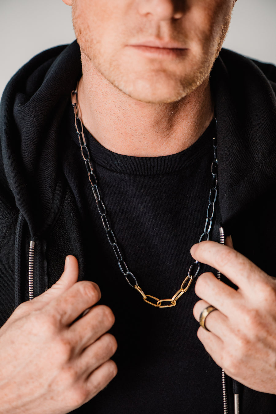 Heavyweight Black + Gold Chain Necklace - 22k/18k Gold Chain - KMJ Dusted 22k/18k Gold
