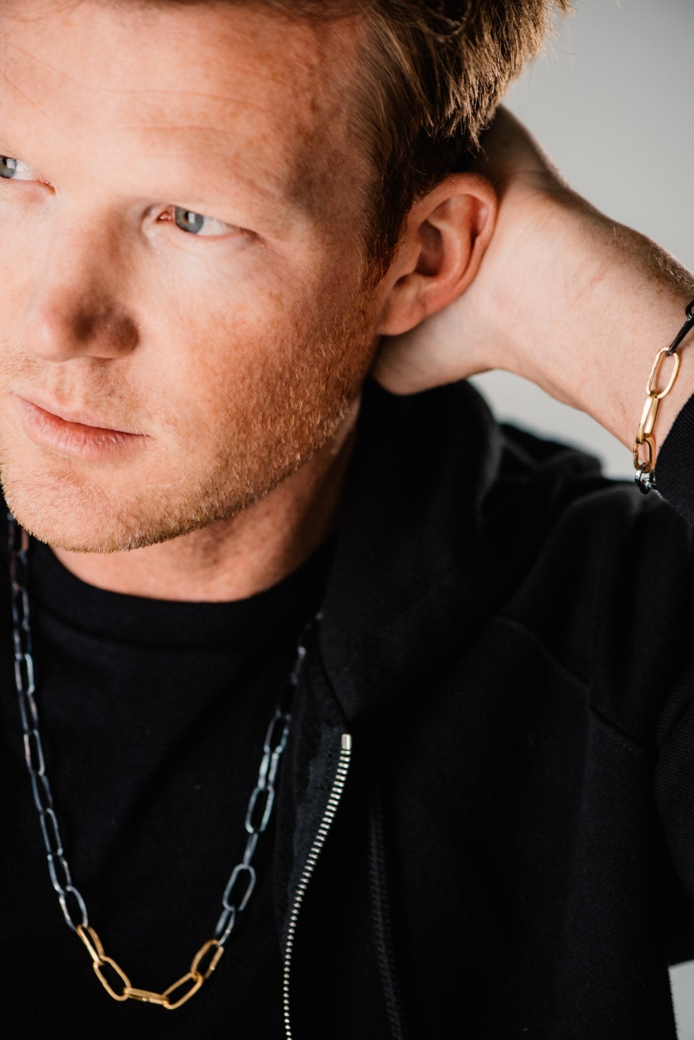 Heavyweight Black + Gold Chain Necklace - 22k/18k gold, Oxidized Silver - KMJ Kate Maller Jewelry Jewelry - Mens