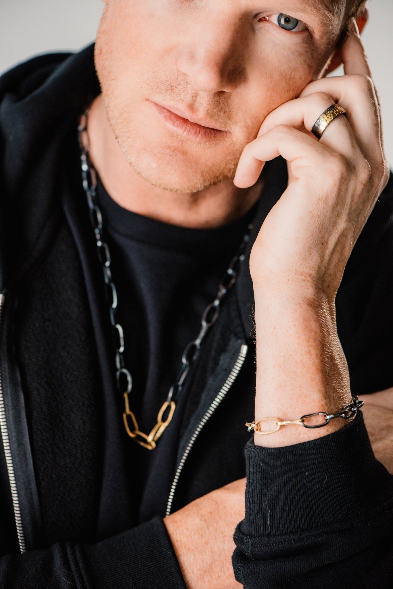 Black + Gold Chain Bracelet - 22k/18k gold, Oxidized Silver - KMJ Kate Maller Jewelry Jewelry - Bracelets