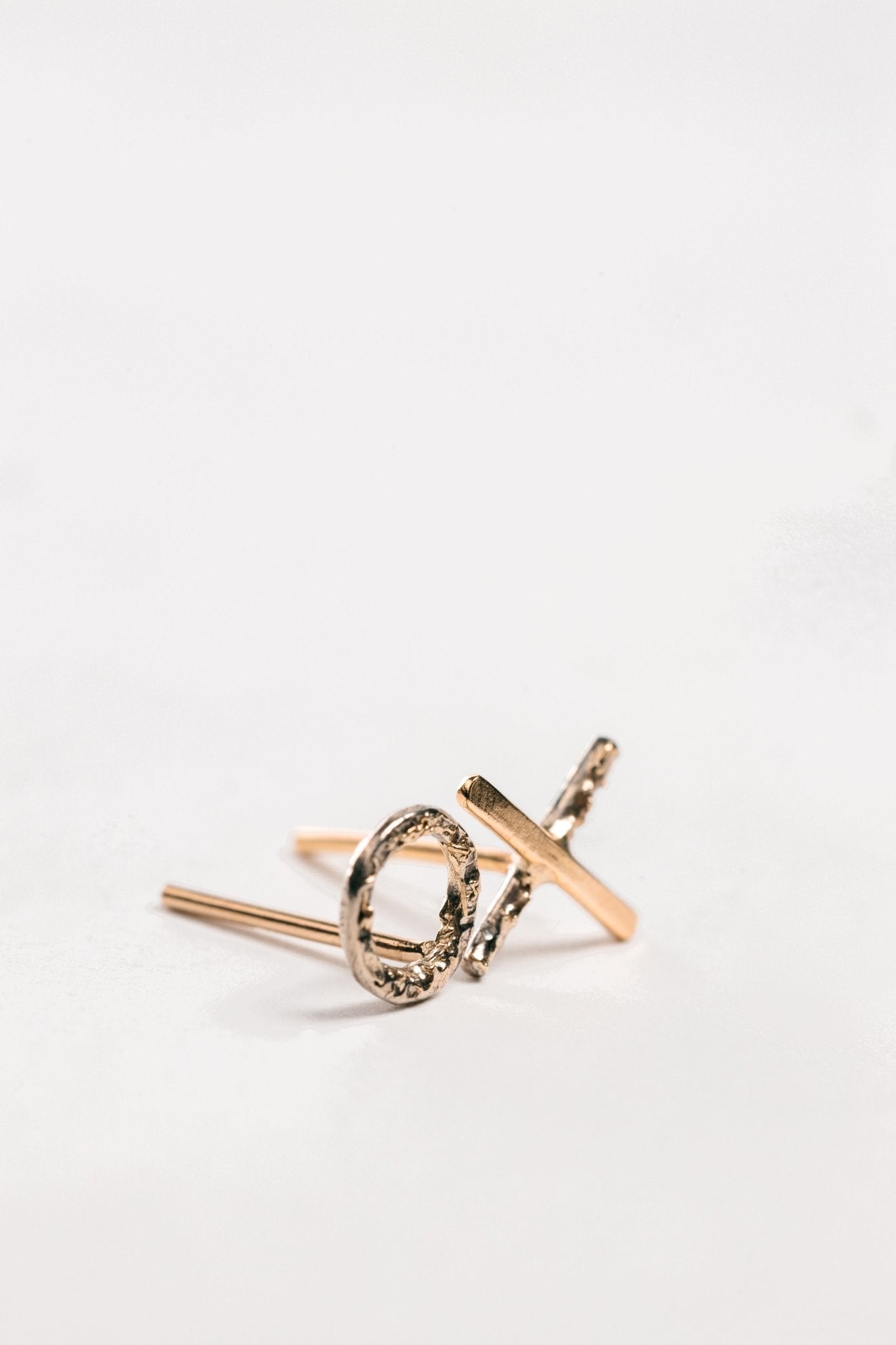 X-O Studs - 22k/18k Gold + Oxidized Silver - KMJ Kate Maller Jewelry Jewelry - Earrings