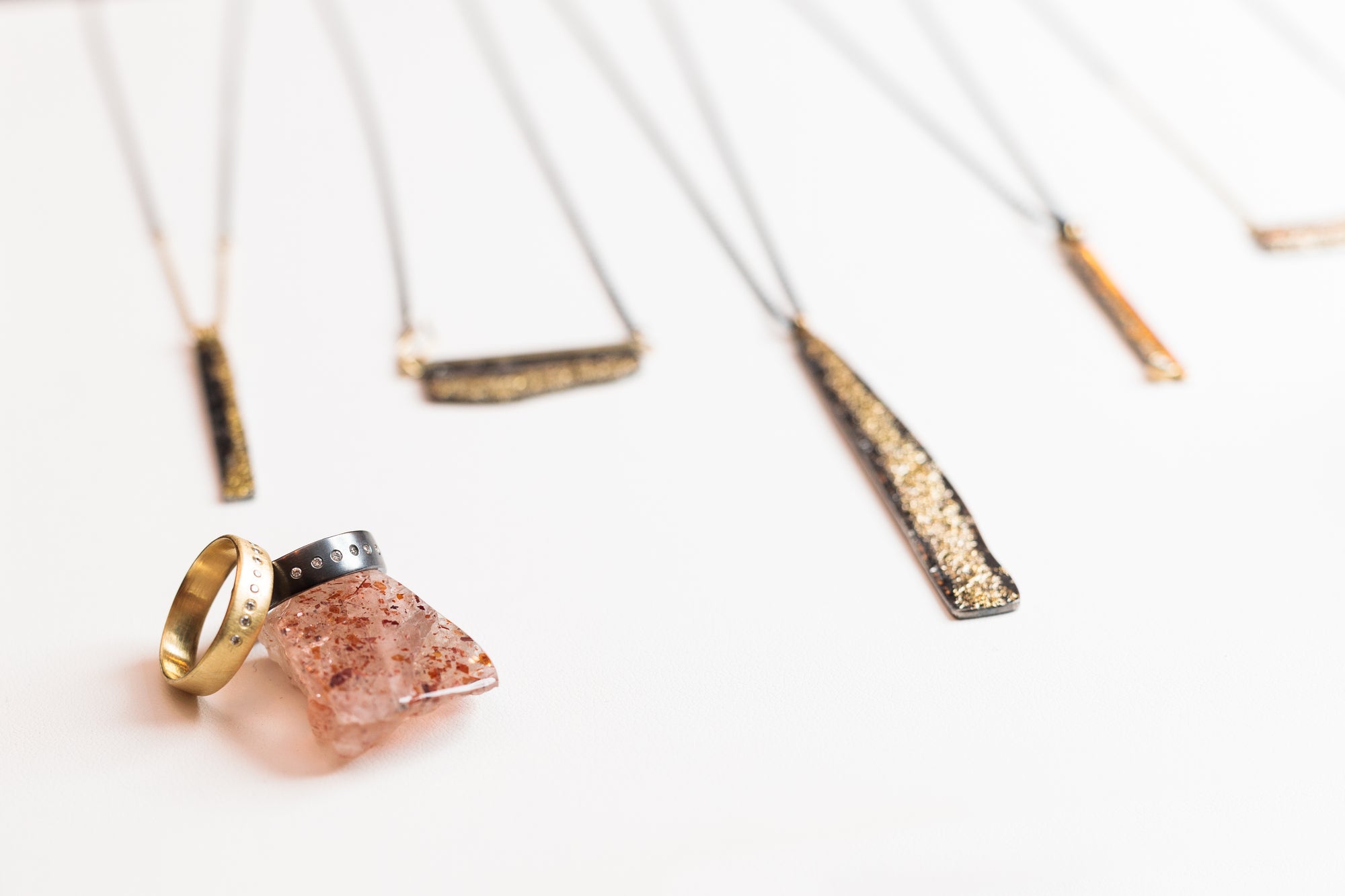 Slice Diamond Band - Oxidized Silver + Diamonds