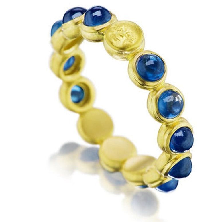 Celestial Sapphire Cabochon Bead Ring - 18k Gold + Sapphire