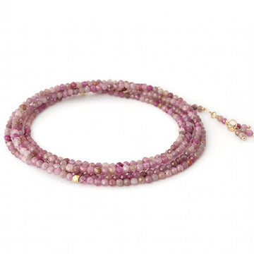 Multi Pink Ruby Wrap Bracelet-Necklace - 18k Gold + Ruby