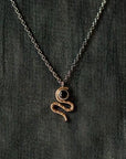 Serpent Necklace - 14k Gold, Sterling Silver + Black Spinel